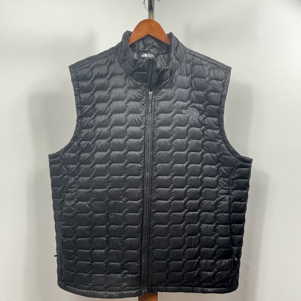 The North Face Men's Black Quilted Insulated Full-Zip Vest Stand-Up Collar XXL